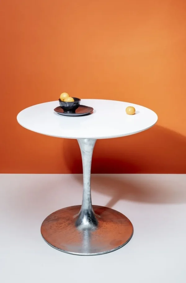 KARE Design Eettafel Invitation Set Wit Zink Ø90cm