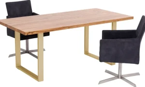 KARE Design Eettafel Jackie Oak Brass 160x80