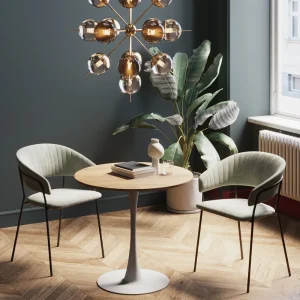 KARE Design Eettafel Schickeria Oak Print White Ø80cm