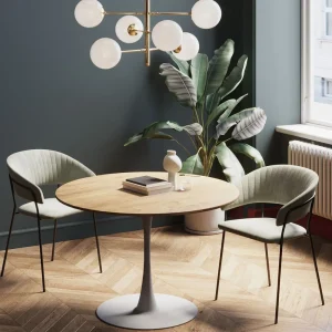 KARE Design Eettafel Schickeria Oak Print White Ø110cm