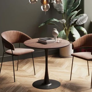 KARE Design Eettafel Schickeria Walnut Print Black Ø80cm