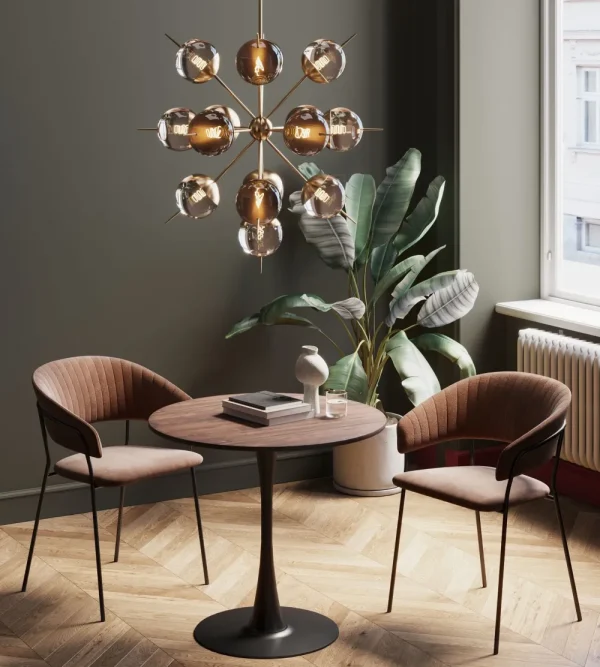 KARE Design Eettafel Schickeria Walnut Print Black Ø80cm