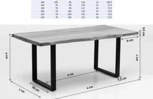 KARE Design Eettafel Symphony Eiken Ruwstaal 200x100cm