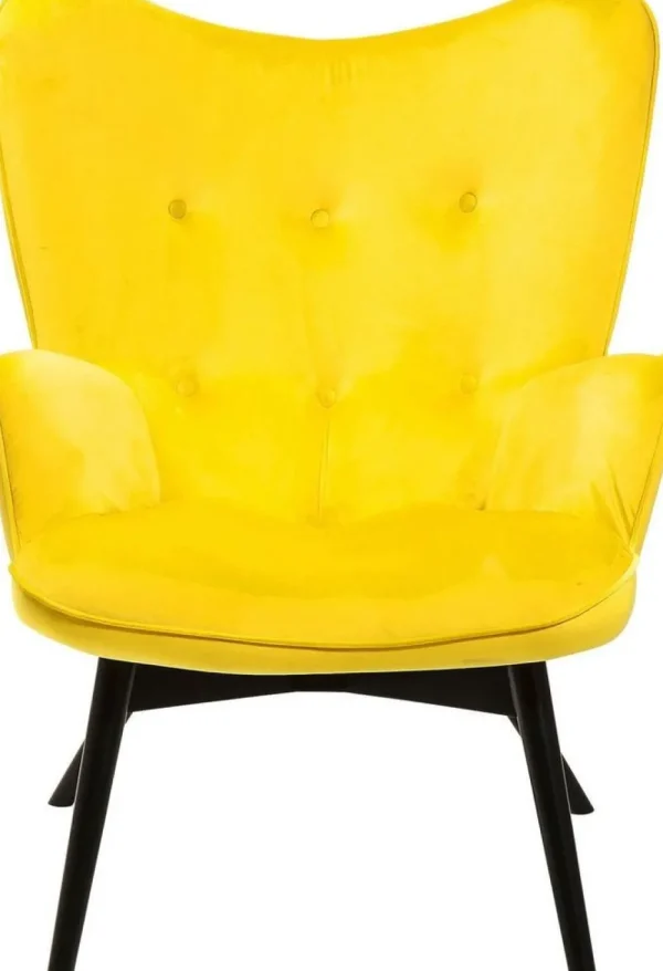 KARE Design Fauteuil Black Vicky Fluweel Geel