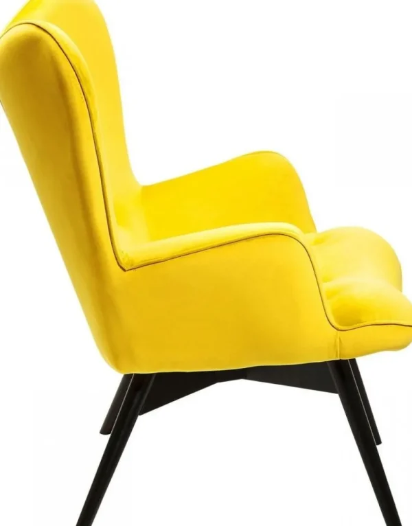 KARE Design Fauteuil Black Vicky Fluweel Geel