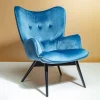 KARE Design Fauteuil Black Vicky Fluweel Petrol-Blauw