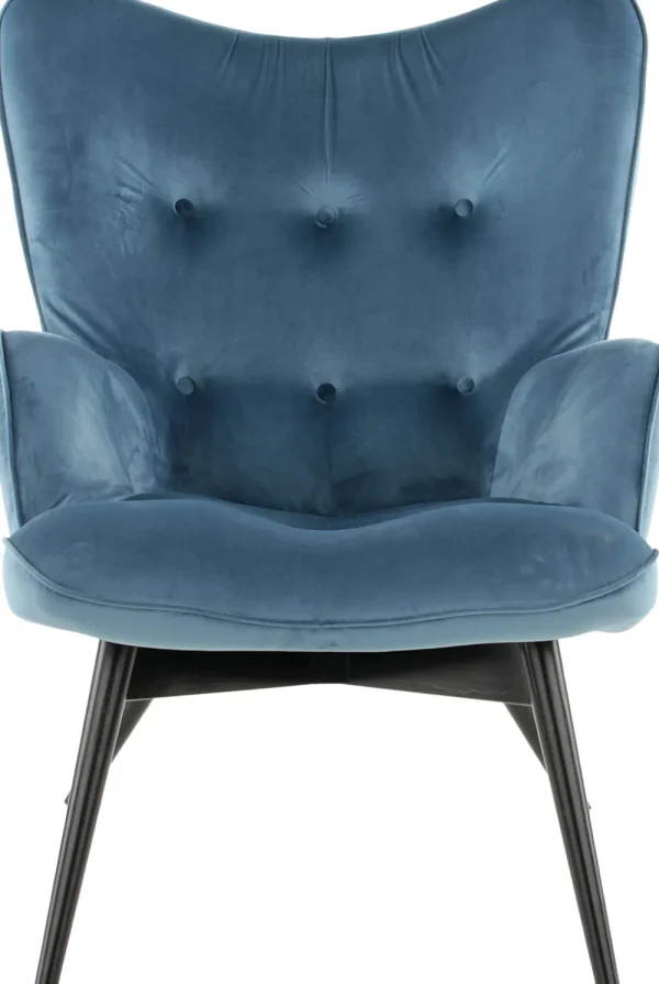 KARE Design Fauteuil Black Vicky Fluweel Petrol-Blauw