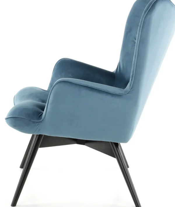 KARE Design Fauteuil Black Vicky Fluweel Petrol-Blauw