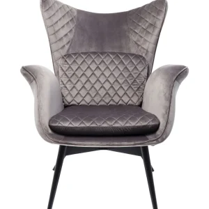 KARE Design Fauteuil Tudor Fluweel Zilvergrijs