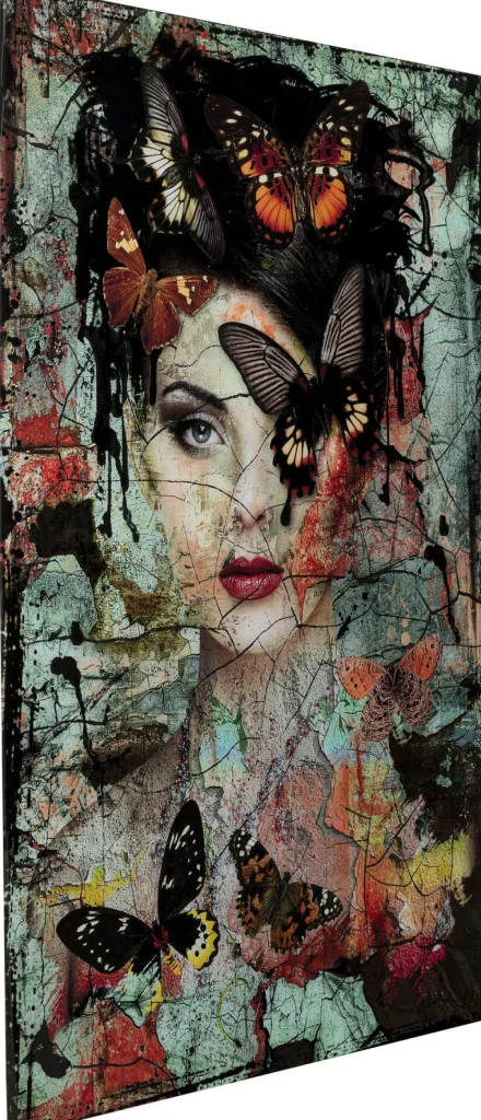 KARE Design Glas Schilderij Lady Butterfly 100x150cm