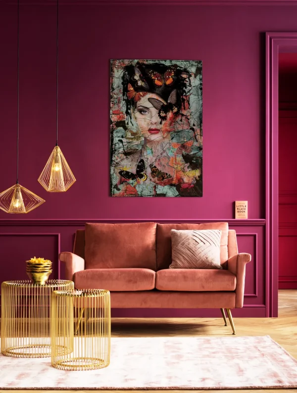 KARE Design Glas Schilderij Lady Butterfly 100x150cm