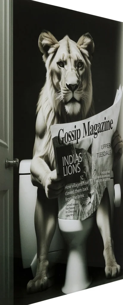 KARE Design Glasschilderij Bath Lioness 60x80cm