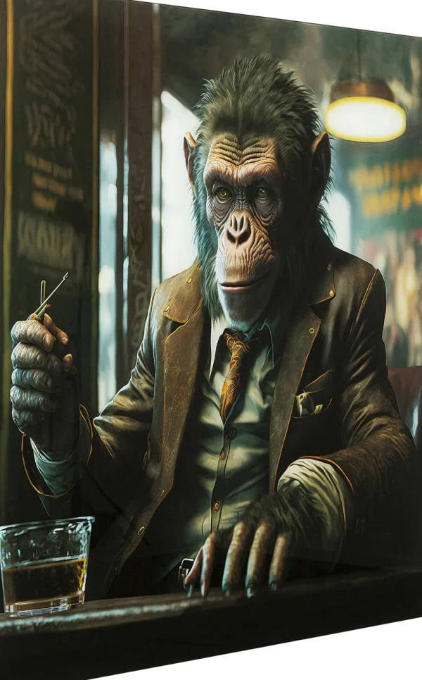 KARE Design Glasschilderij Drinking Monkey 100x100cm