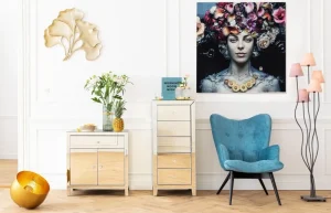 KARE Design Glasschilderij Flower Art Lady 120x120cm