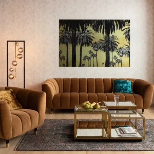 KARE Design Glasschilderij Metallic Palms 180x120cm