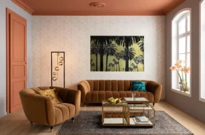 KARE Design Glasschilderij Metallic Palms 180x120cm