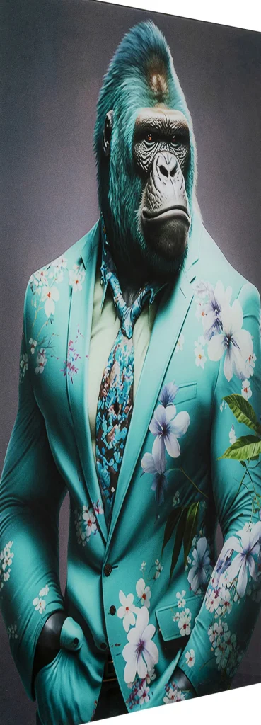 KARE Design Glasschilderij Mister Gorialla Blue 60x90cm