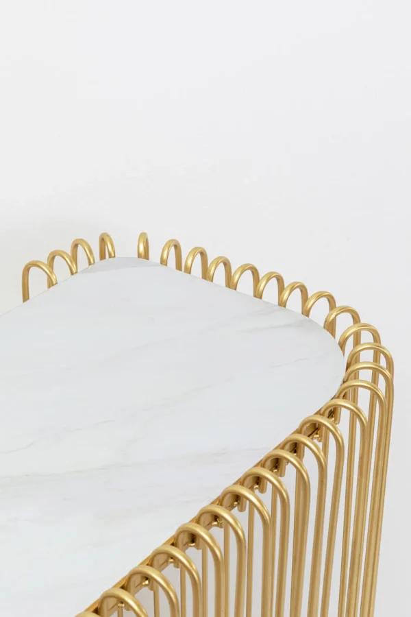KARE Design Haltafel Wire Glass Marble Gold 142x89cm
