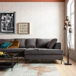 KARE Design Hoekbank Gianni Fluweel Grijs Rechts Zwart