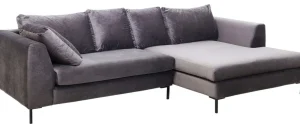 KARE Design Hoekbank Gianni Fluweel Grijs Rechts Zwart