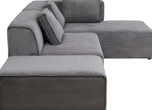 KARE Design Hoekbank Infinity Ottomane Cord Grey Right