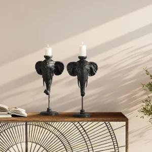 KARE Design Kandelaar Elephant Head Black 49cm