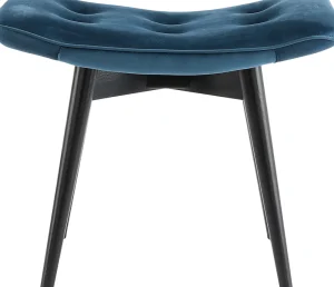 KARE Design Kruk Black Vicky Fluweel Petrol-Blauw 46x59cm