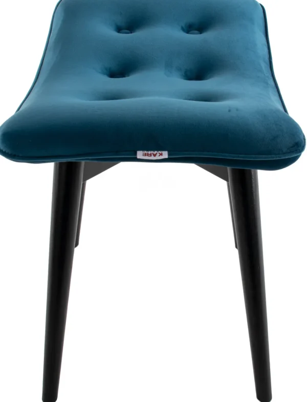 KARE Design Kruk Black Vicky Fluweel Petrol-Blauw 46x59cm