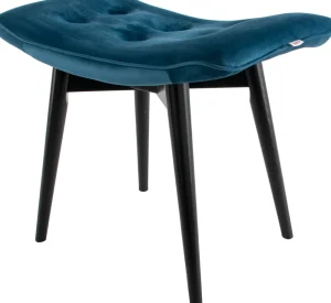 KARE Design Kruk Black Vicky Fluweel Petrol-Blauw 46x59cm