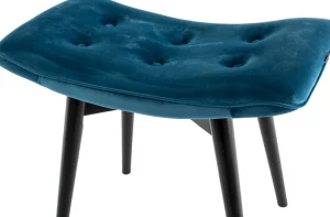 KARE Design Kruk Black Vicky Fluweel Petrol-Blauw 46x59cm