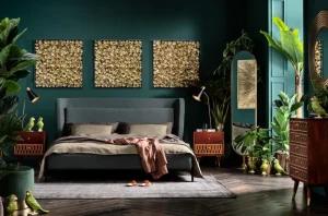 KARE Design Kruk Cherry Donkergroen Messing Ø35cm