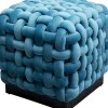 KARE Design Kruk Weave Square Blauw 47x47cm