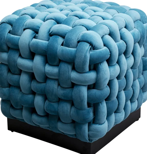 KARE Design Kruk Weave Square Blauw 47x47cm