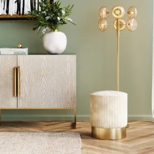 KARE Design Poef Cherry Beige Cord Brass 35cm