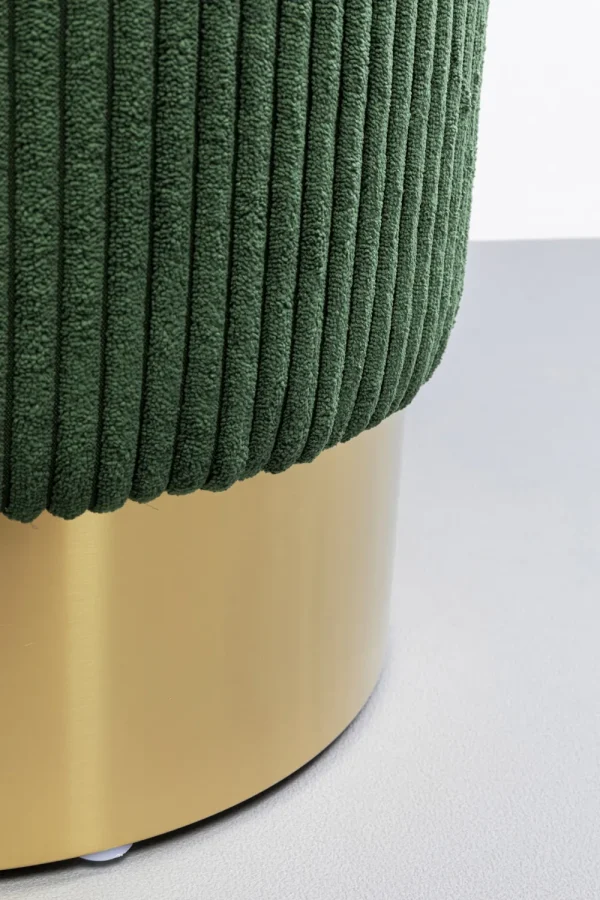 KARE Design Poef Cherry Dark Green Cord Brass Ø35cm