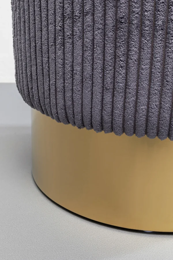 KARE Design Poef Cherry Grey Cord Brass 35cm