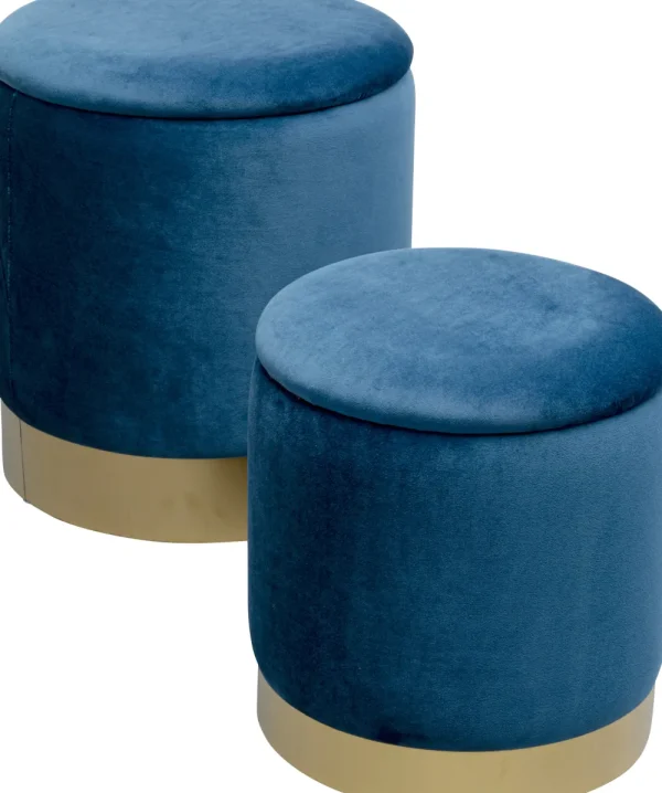 KARE Design Poef Cherry Storage Blue Brass (2/set)