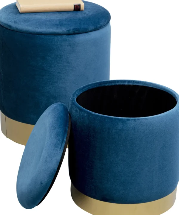 KARE Design Poef Cherry Storage Blue Brass (2/set)