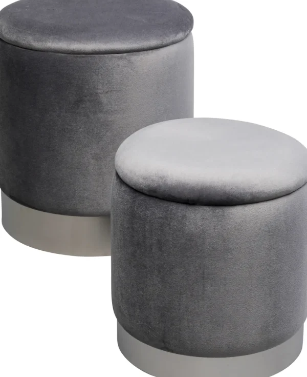 KARE Design Poef Cherry Storage Grey Silver (2/set)