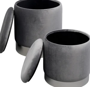 KARE Design Poef Cherry Storage Grey Silver (2/set)