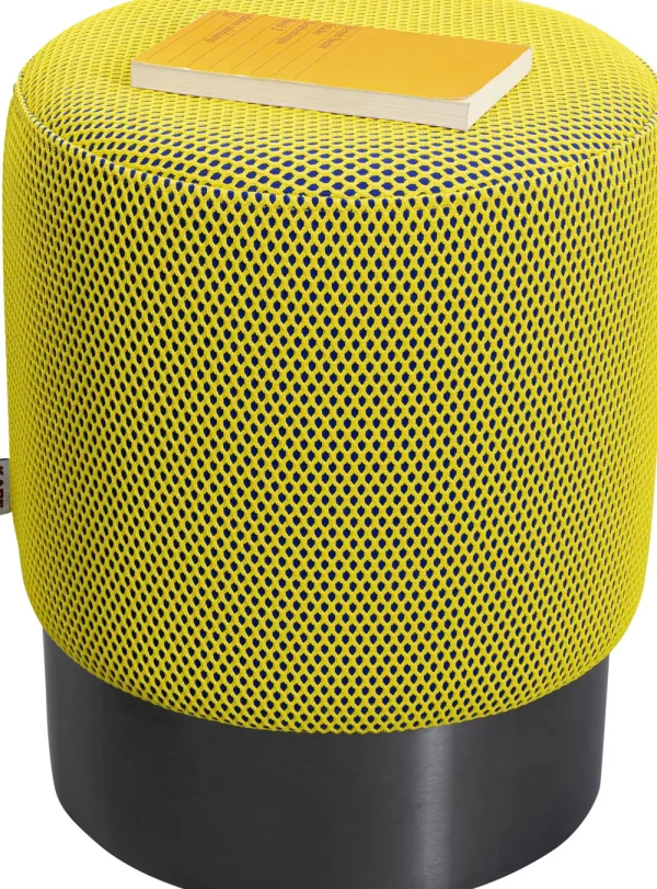 KARE Design Poef Jody Yellow Black Mesh Black 35cm