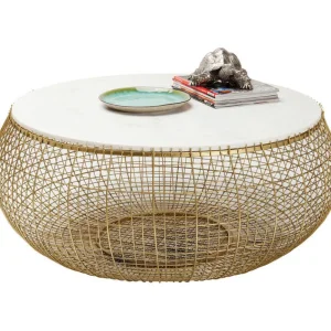 KARE Design Salontafel Cesta Marmer Goud Ø100cm