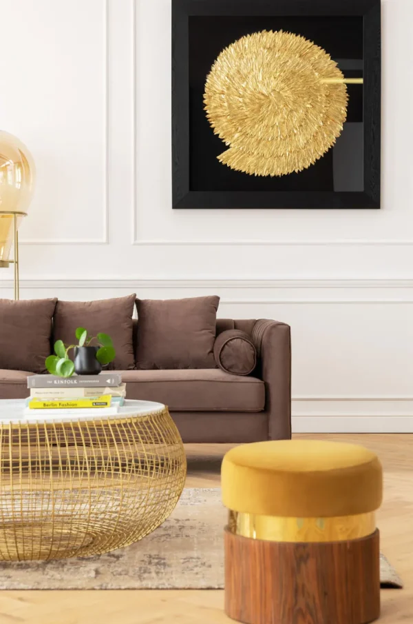 KARE Design Salontafel Cesta Marmer Goud Ø100cm