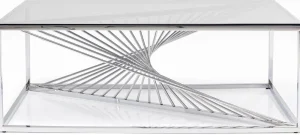 KARE Design Salontafel Laser Zilver Helder Glas 120x60cm