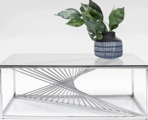 KARE Design Salontafel Laser Zilver Helder Glas 120x60cm