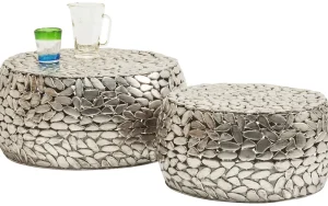 KARE Design Salontafel Pebbles Deluxe Zilver (2-delig)
