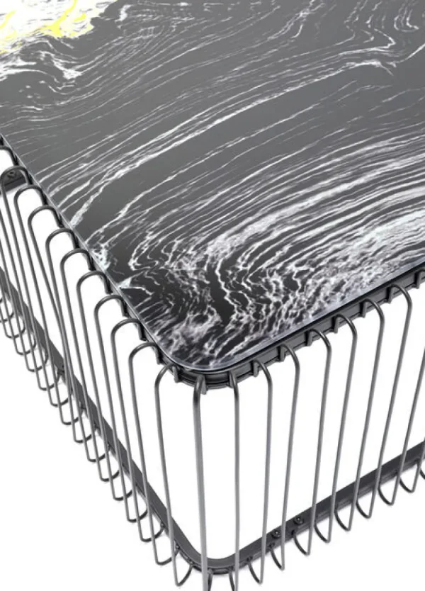 KARE Design Salontafel Wire Glass Marble Black 145x70cm