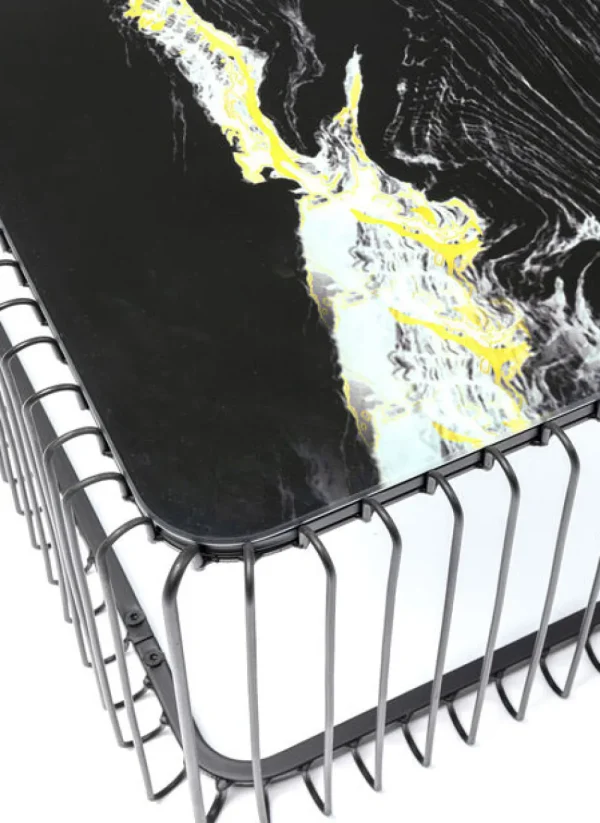 KARE Design Salontafel Wire Glass Marble Black 145x70cm