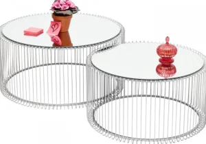 KARE Design Salontafel Wire Zilver (2-delig)