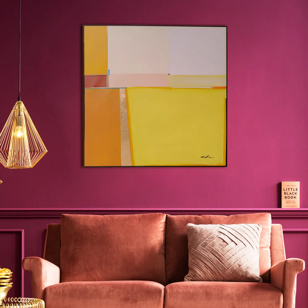 schilderij_abstract_shapes_yellow_xcm_0.webp KARE Design Schilderij Abstract Shapes Yellow 113x113cm